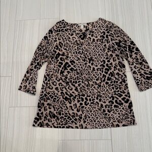 Dana Buchman Animal Print 3/4 Sleeve Blouse